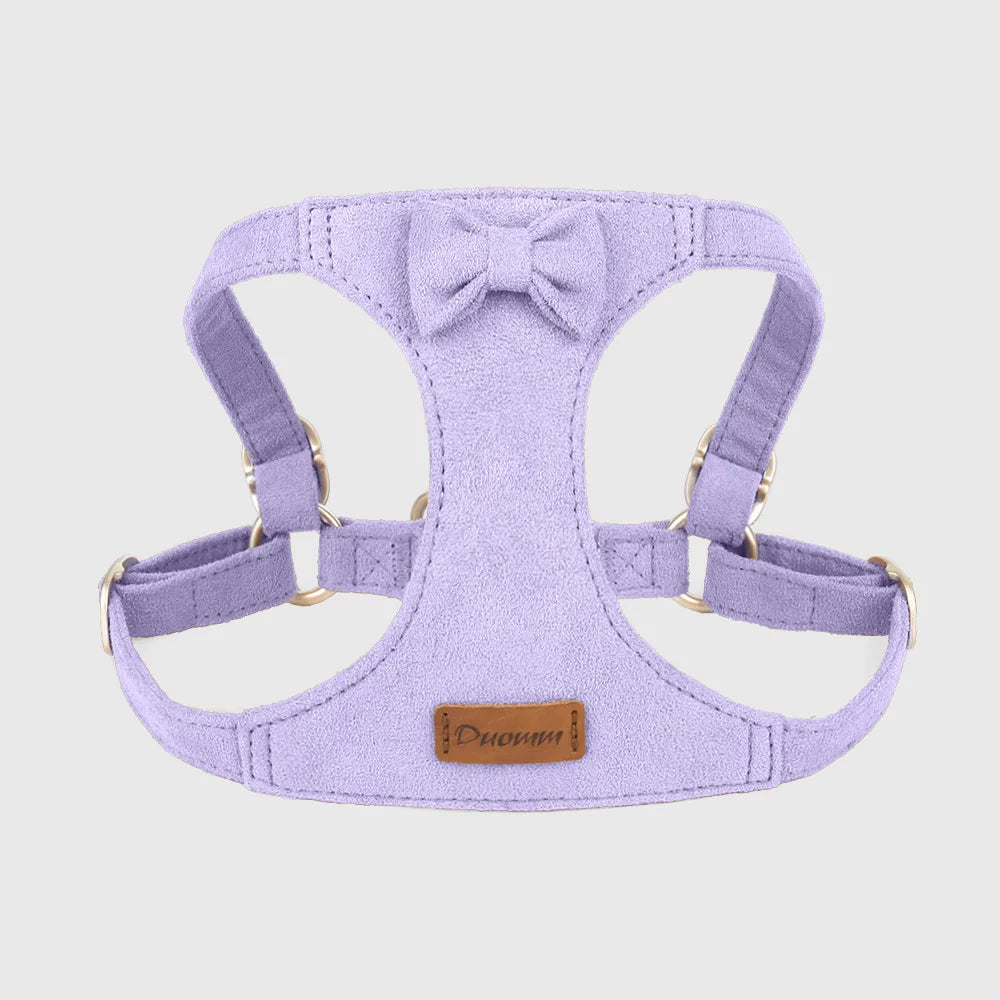 Trendy Premium Suede Dog Harness Leash Set -Small Dog Adjustable Pet Chest Strap Soft Durable Puppy Kitten Fashion Accessories