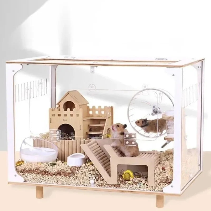 Acrylic Transparent Hamster Cage 40cm Large Luxury Villa For Golden Hamsters Spacious Habitat For Families And Kids Home Display