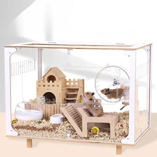 Acrylic Transparent Hamster Cage 40cm Large Luxury Villa For Golden Hamsters Spacious Habitat For Families And Kids Home Display