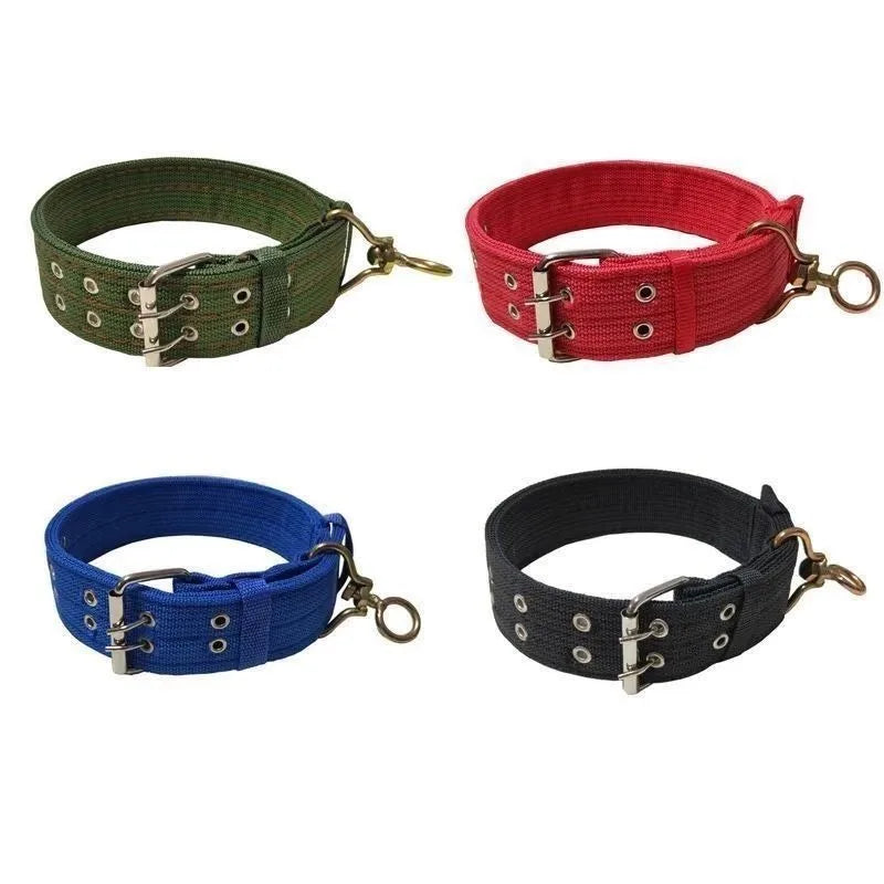 Wide Heavy Duty Dog Collar, Double-Row Stitching Padded Collar with Metal Buckle, Adjustable for Medium & Large Dogs Walking
