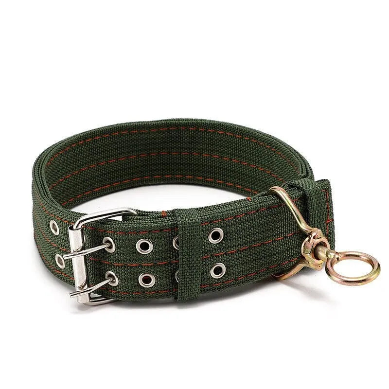 Wide Heavy Duty Dog Collar, Double-Row Stitching Padded Collar with Metal Buckle, Adjustable for Medium & Large Dogs Walking