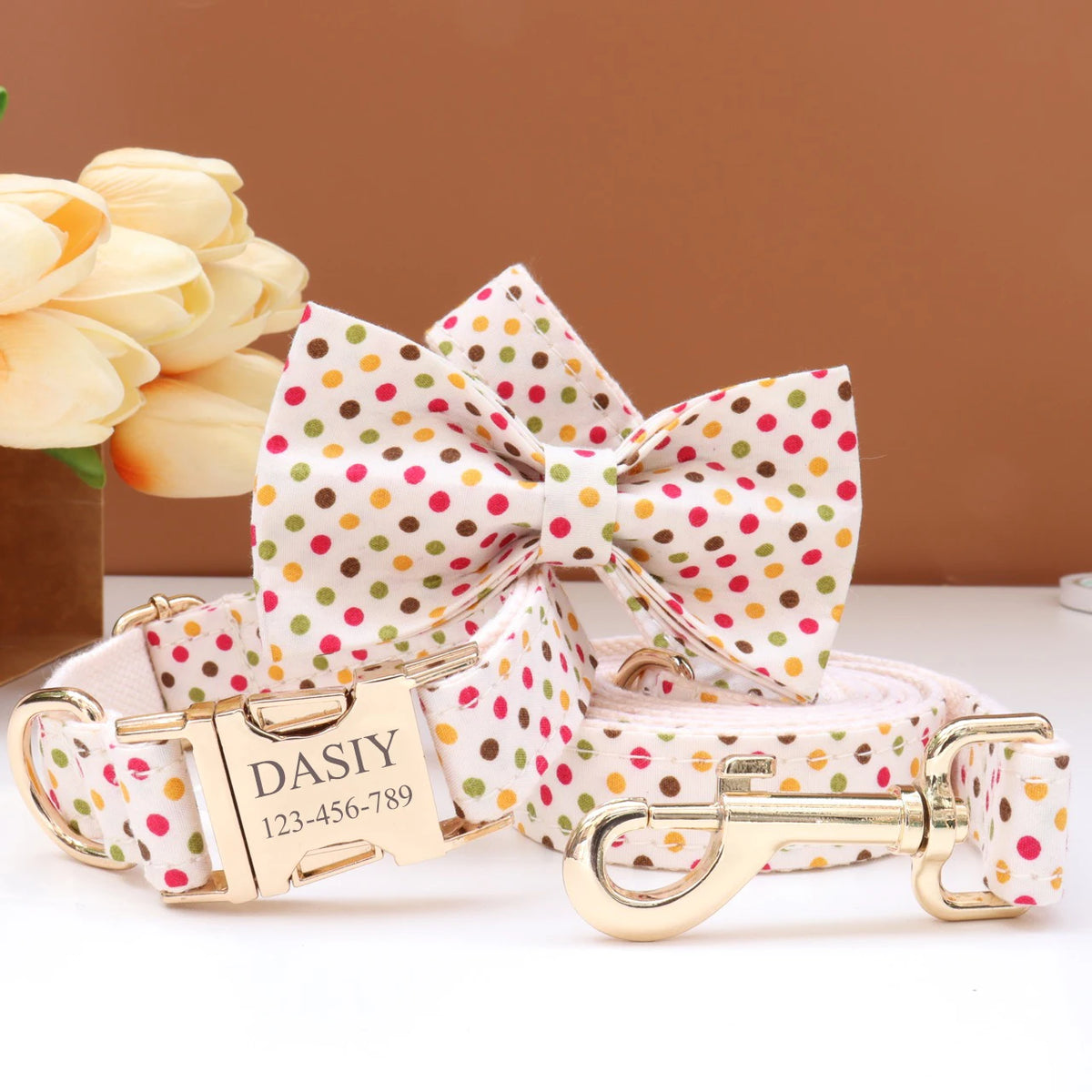 6 Colors Customized Dog Collar Set Free Personalized ID Name Tel Engraving Name for Small Medium Large Dogs Adjustable Dog Leash