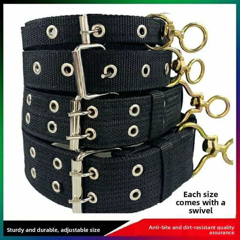 Wide Heavy Duty Dog Collar, Double-Row Stitching Padded Collar with Metal Buckle, Adjustable for Medium & Large Dogs Walking