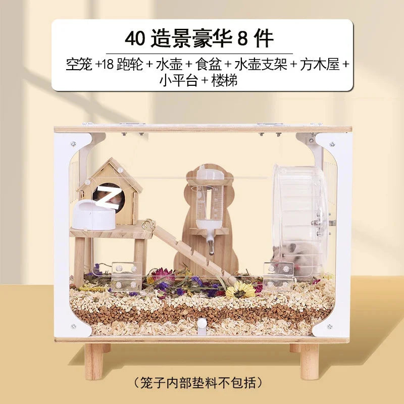 Acrylic Transparent Hamster Cage 40cm Large Luxury Villa For Golden Hamsters Spacious Habitat For Families And Kids Home Display