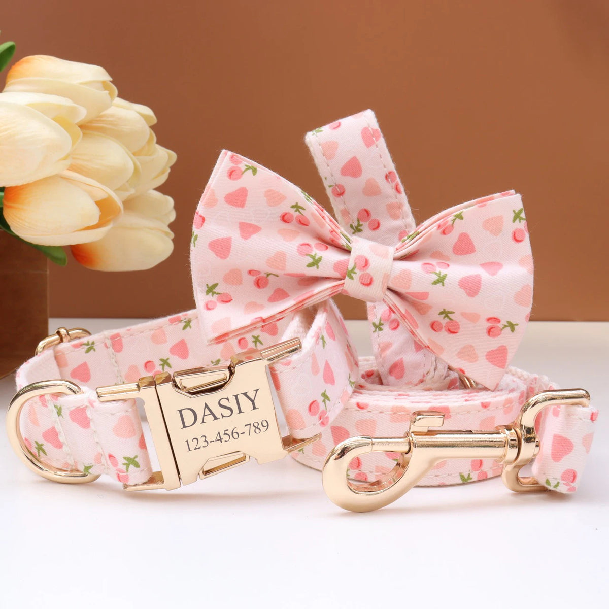 6 Colors Customized Dog Collar Set Free Personalized ID Name Tel Engraving Name for Small Medium Large Dogs Adjustable Dog Leash