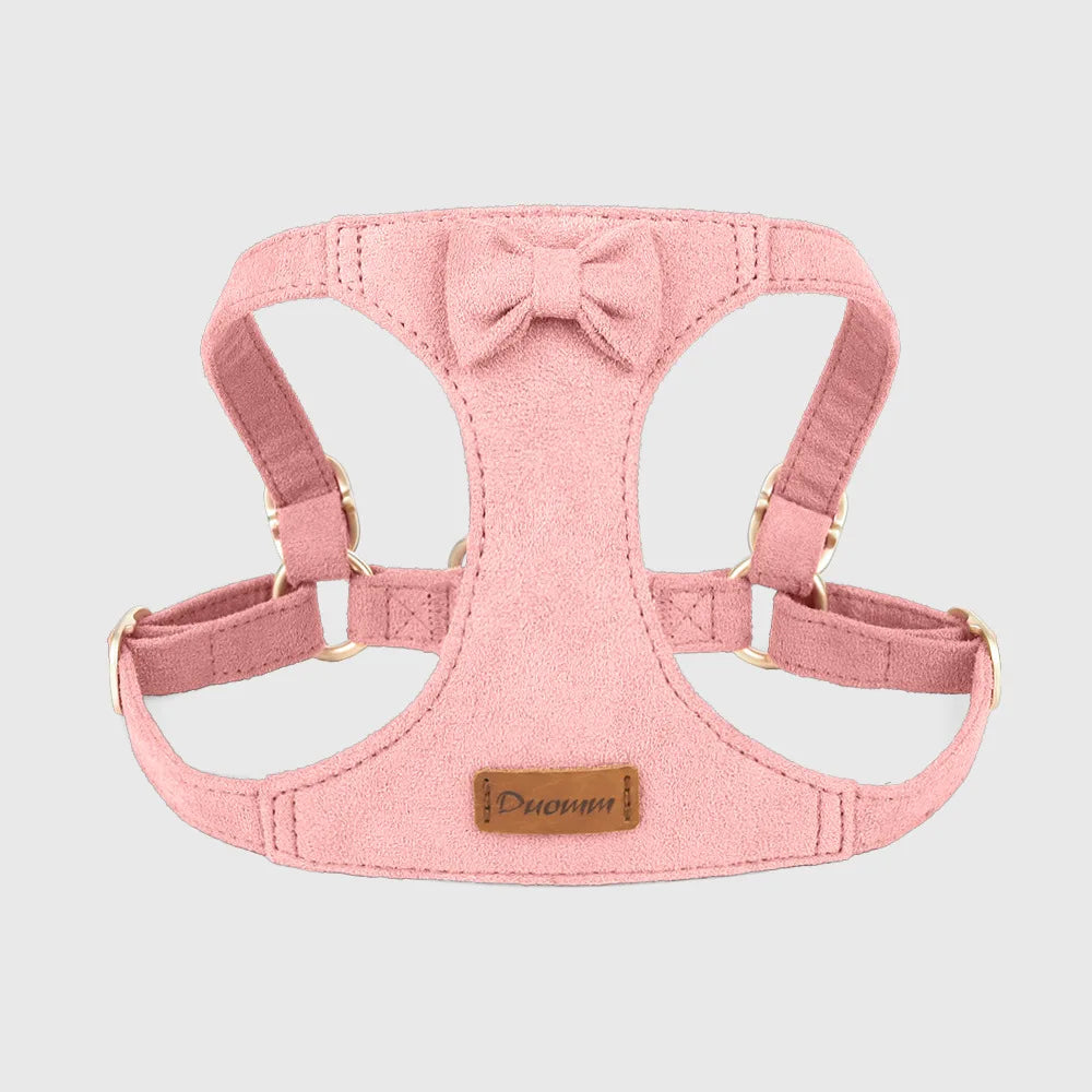 Trendy Premium Suede Dog Harness Leash Set -Small Dog Adjustable Pet Chest Strap Soft Durable Puppy Kitten Fashion Accessories