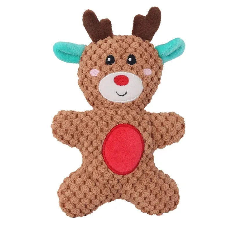 Christmas Dog Plush Squeaky Toys Donut Chew Toys Durable Stuffed Toys for Medium Small Puppy Aggressive Chewers Interactive Gift