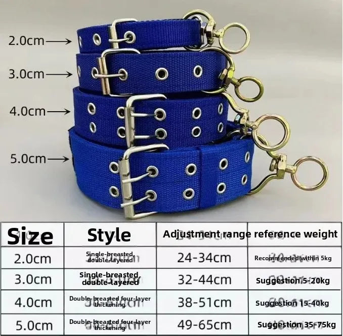 Wide Heavy Duty Dog Collar, Double-Row Stitching Padded Collar with Metal Buckle, Adjustable for Medium & Large Dogs Walking
