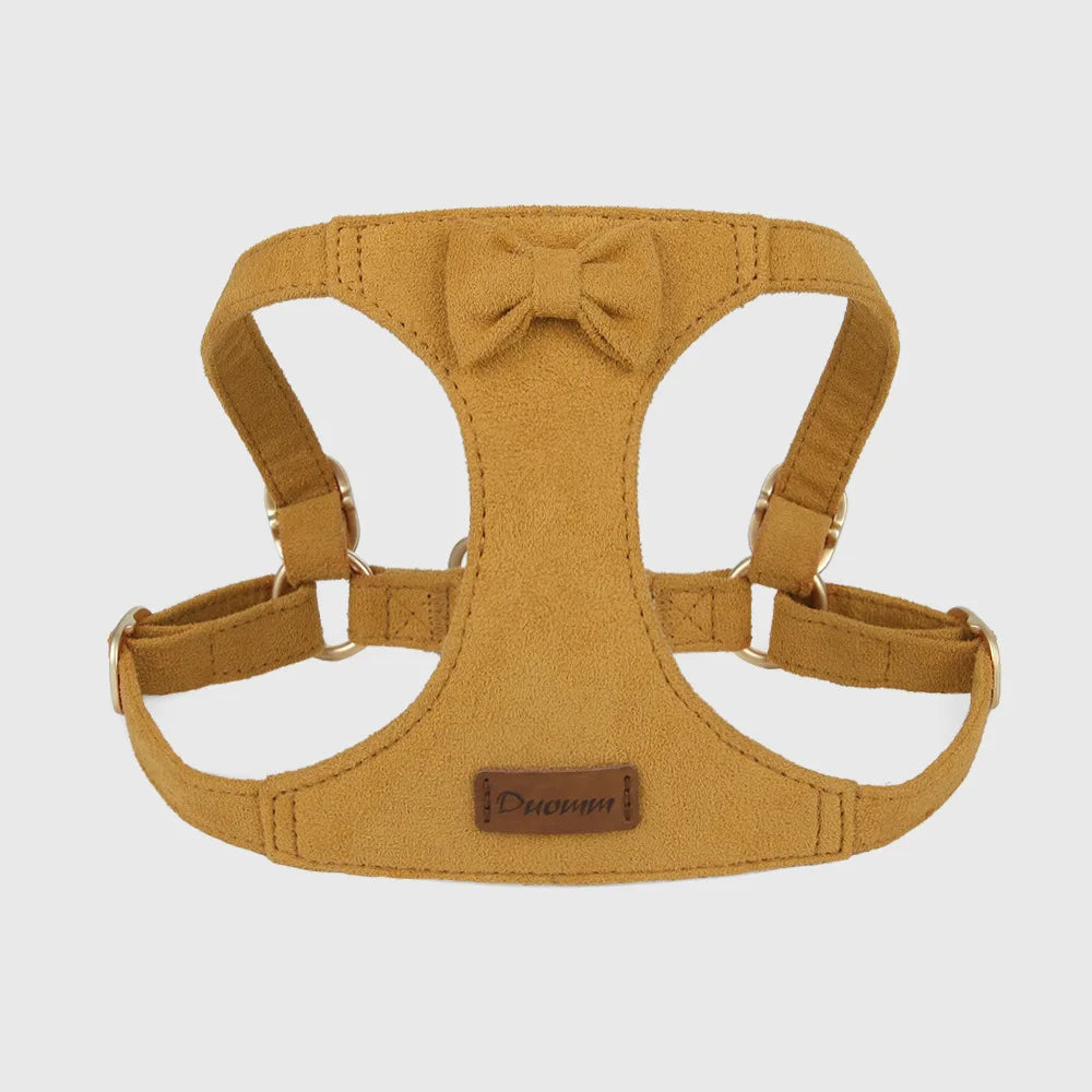Trendy Premium Suede Dog Harness Leash Set -Small Dog Adjustable Pet Chest Strap Soft Durable Puppy Kitten Fashion Accessories