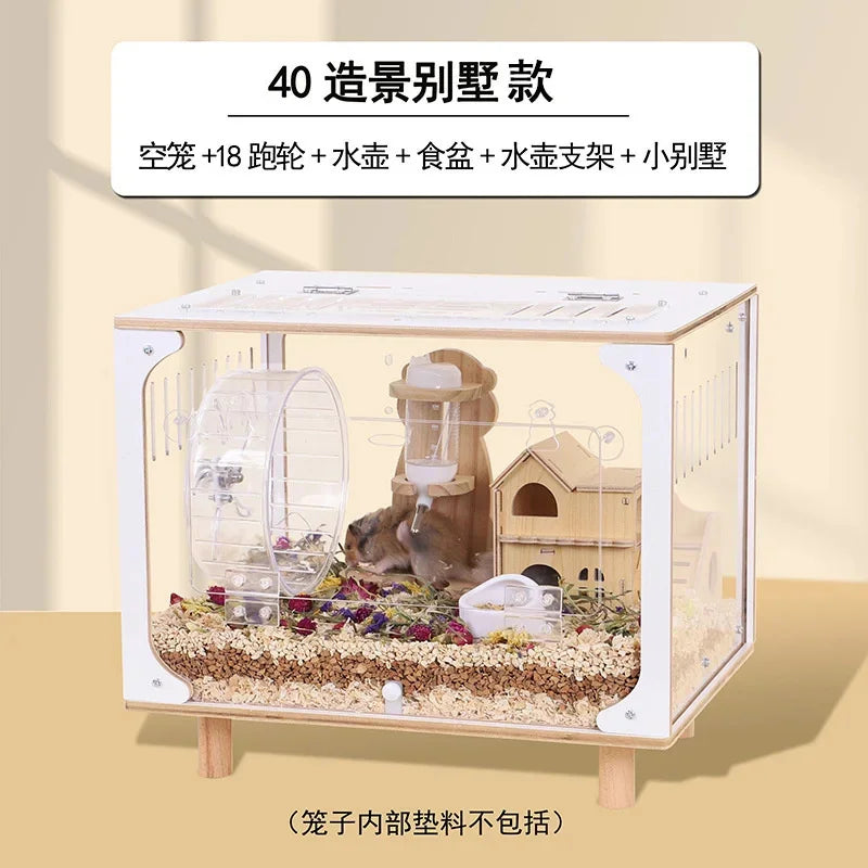Acrylic Transparent Hamster Cage 40cm Large Luxury Villa For Golden Hamsters Spacious Habitat For Families And Kids Home Display