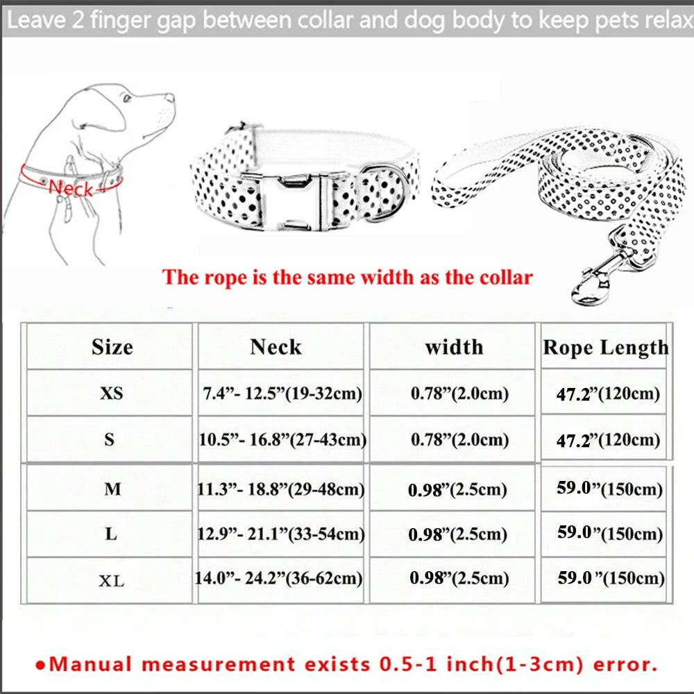6 Colors Customized Dog Collar Set Free Personalized ID Name Tel Engraving Name for Small Medium Large Dogs Adjustable Dog Leash