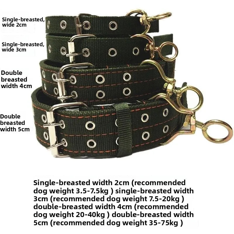 Wide Heavy Duty Dog Collar, Double-Row Stitching Padded Collar with Metal Buckle, Adjustable for Medium & Large Dogs Walking