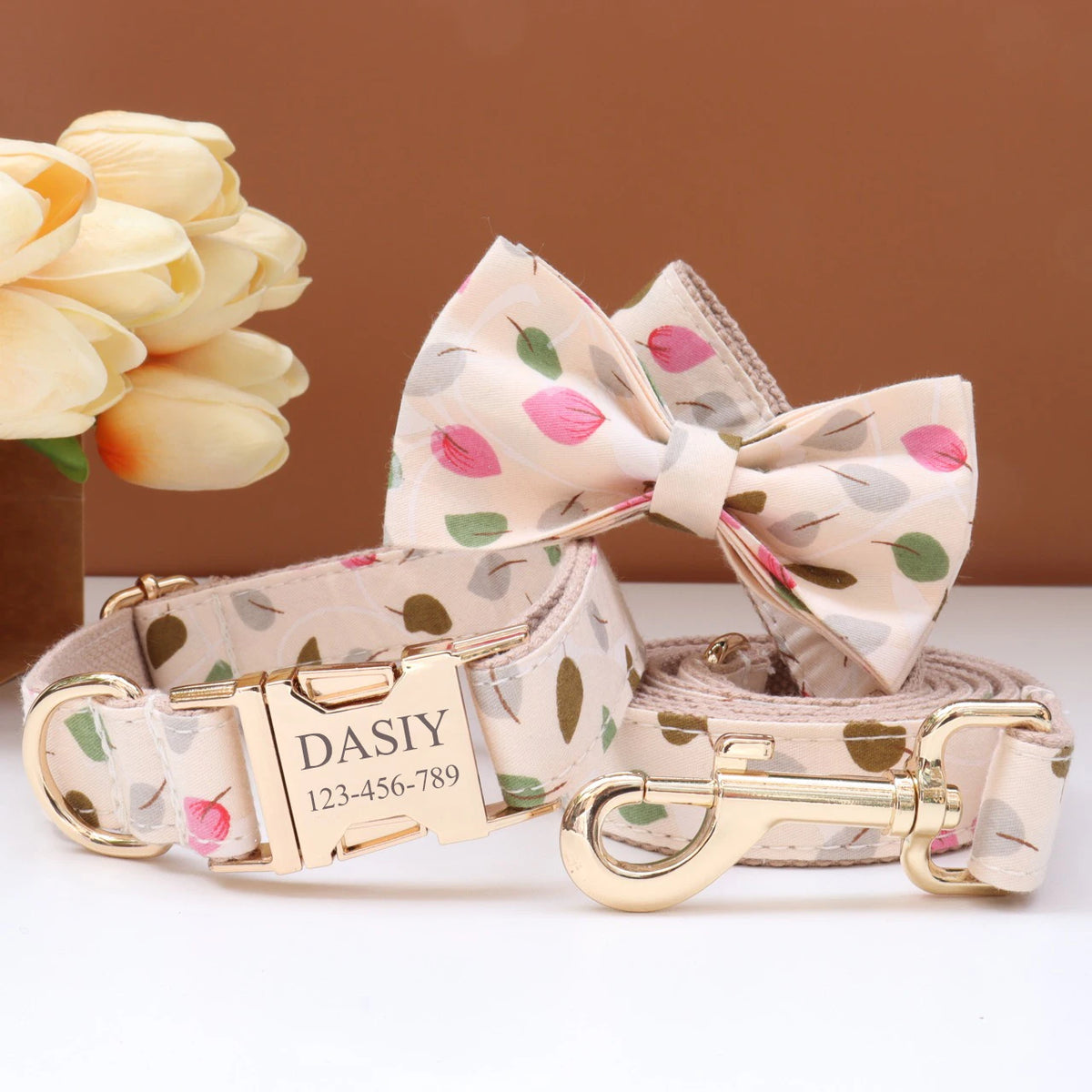 6 Colors Customized Dog Collar Set Free Personalized ID Name Tel Engraving Name for Small Medium Large Dogs Adjustable Dog Leash